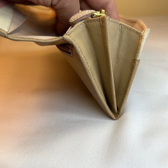 Prada Saffiano Leather Long Wallet Beige w/ Pink Leather Interior Holds phone - Picture 10 of 14